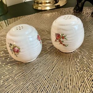 Vintage Floral Chic White Salt & Pepper Shakers